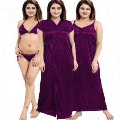 Purple 4Pc Night Dress